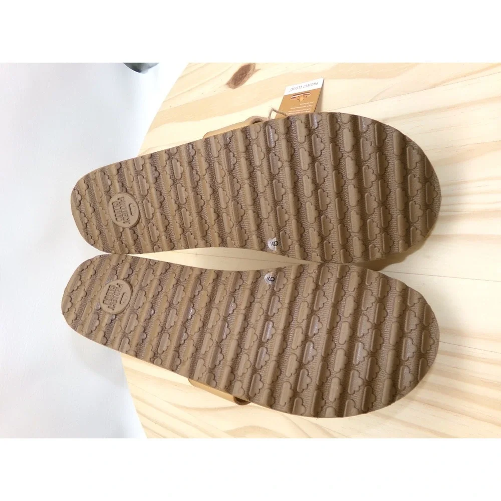 Project Cloud Raft Platform Sandals Womens Tan Size 9 Slip On Vegan Thong NEW